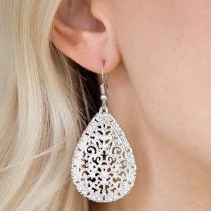 White painted silver color metal fashion earrings